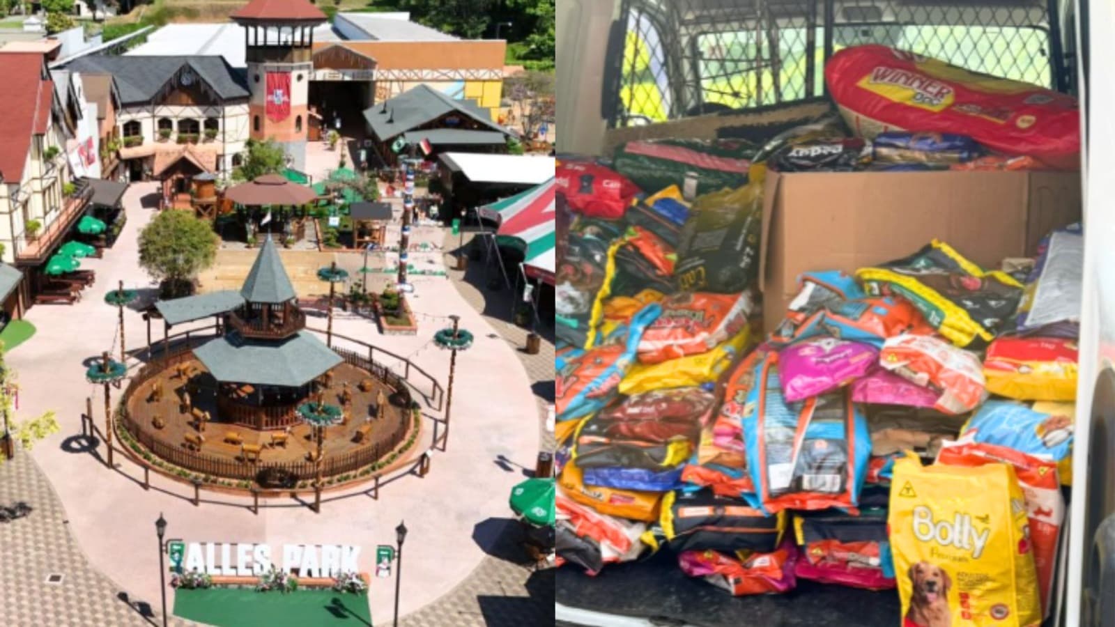 Abrigo pediu socorro, parque de Pomerode dobrou a doação e garantiu meia tonelada de ração para 1,3 mil animais