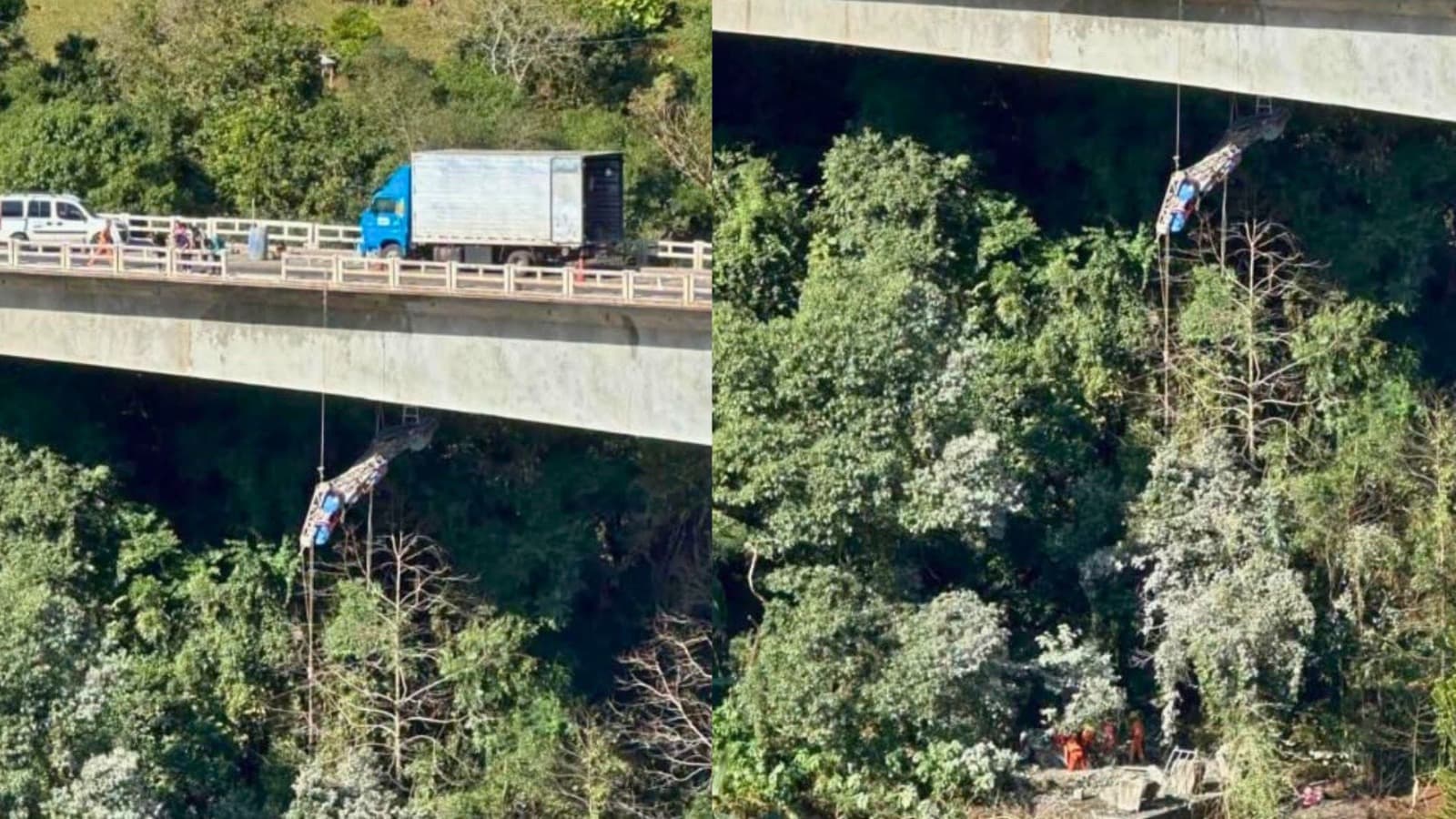 Trabalhador cai de 15 metros durante obras em ponte de SC: cabo de segurança teria rompido