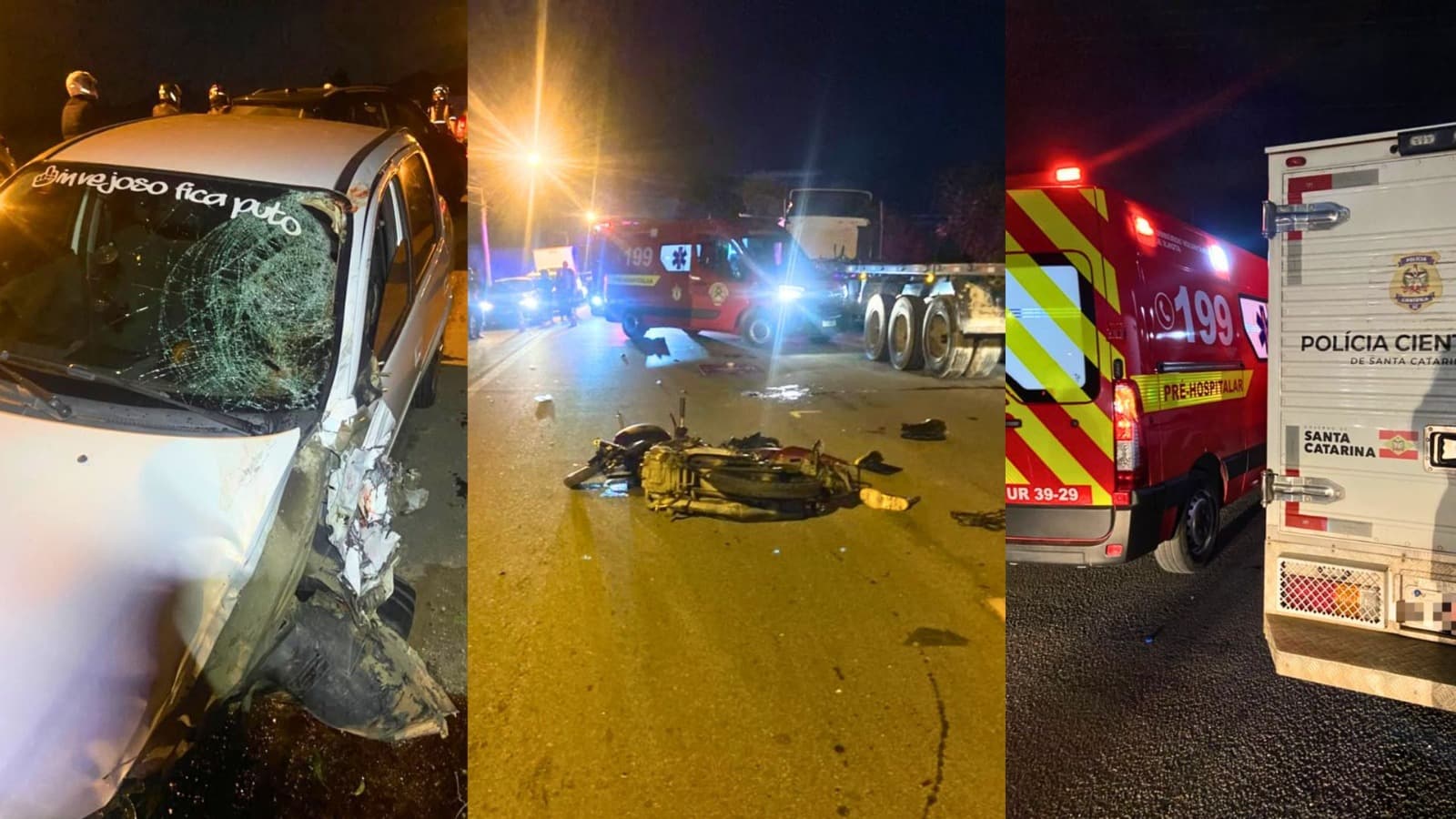 Motociclista morre após ter perna e braço amputados em colisão com carro em Ilhota