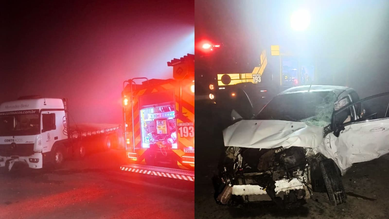 Motorista de 53 anos fica preso às ferragens após colisão com caminhão na BR-470, em SC