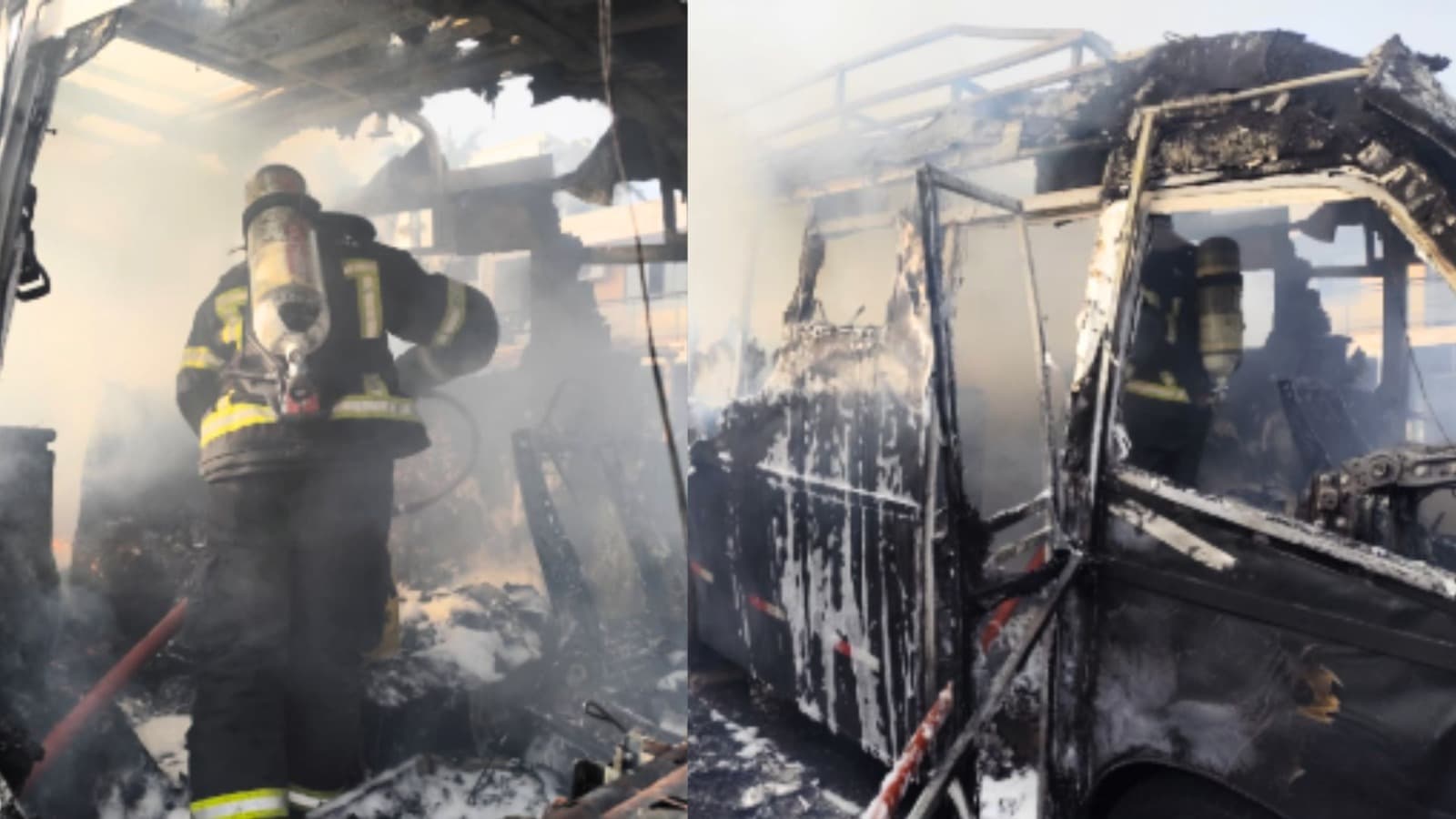 Motorhome é destruído por incêndio enquanto estava ligado à energia de residência em SC