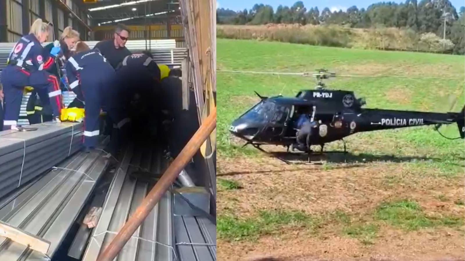 Carga despenca de carreta, esmaga trabalhador e mobiliza resgate aéreo no Oeste de SC