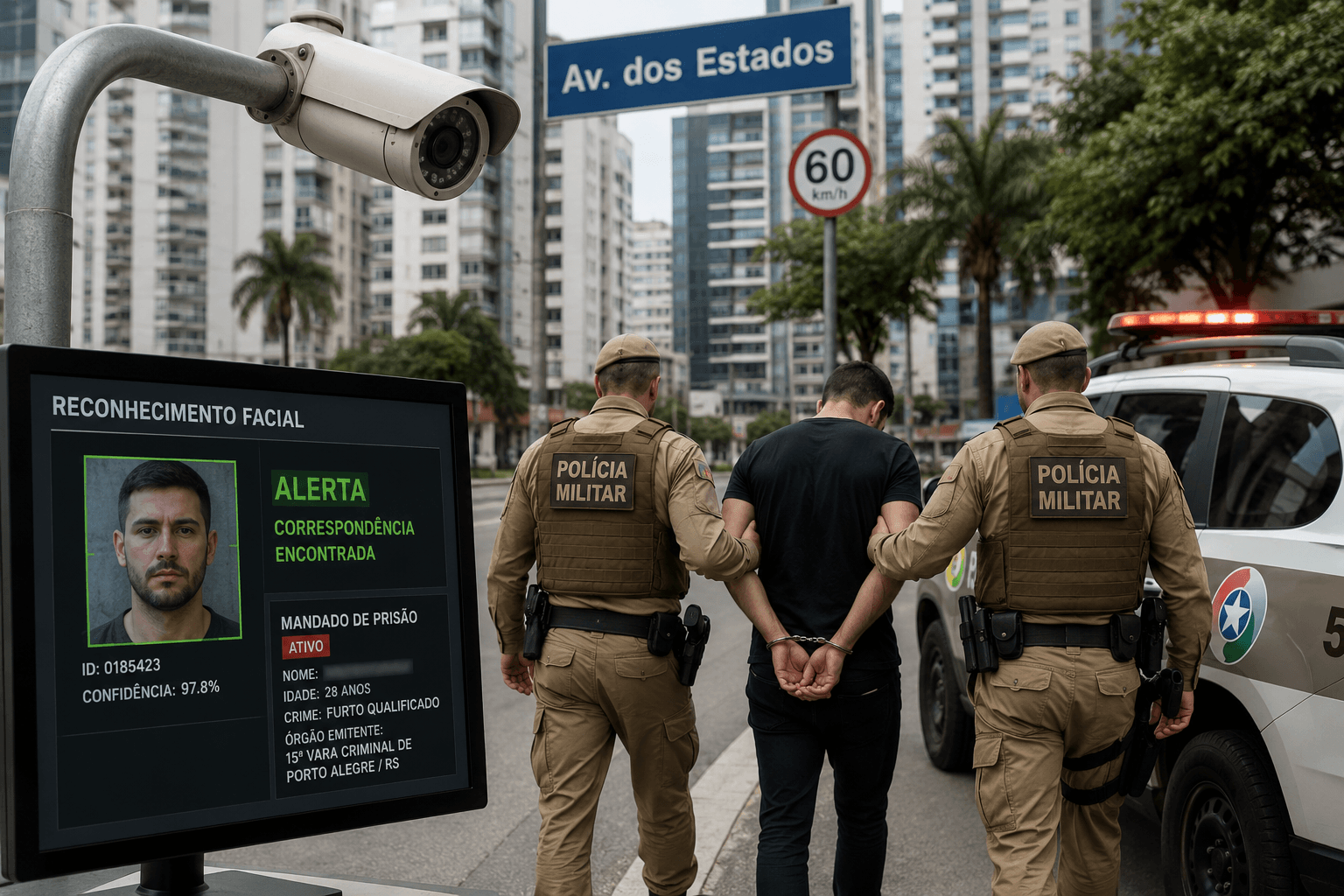 Reconhecimento facial leva à prisão de homem procurado por furto qualificado em Balneário Camboriú