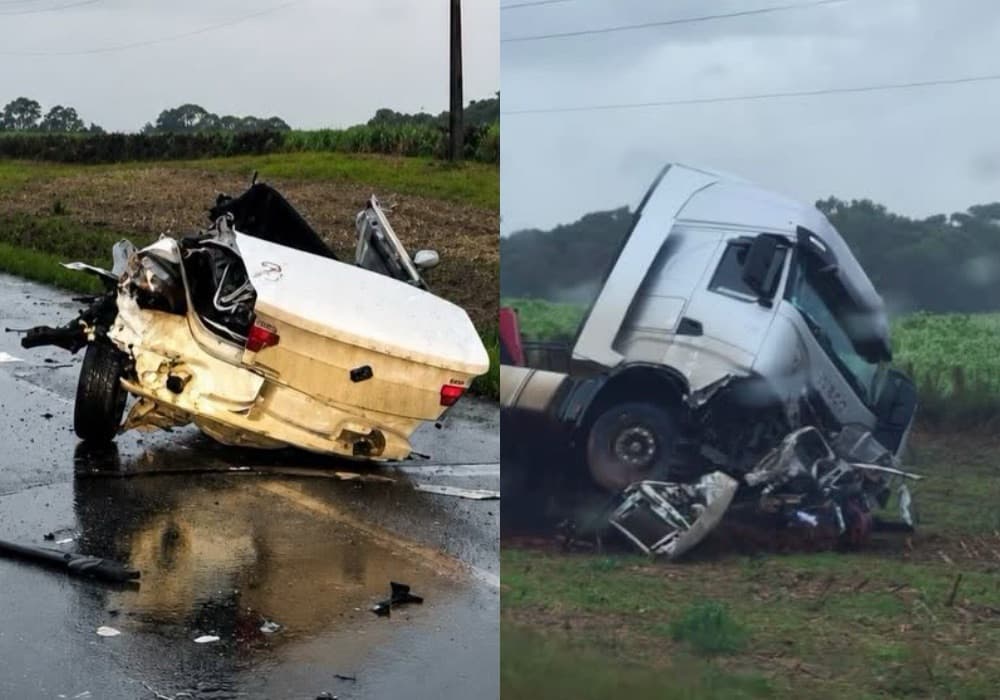 Quatro pessoas morrem em colisão frontal entre carro e carreta na BR-470