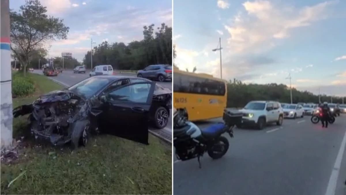 Acidente entre carro e caminhão trava trânsito na Beira-Mar Norte, em Florianópolis