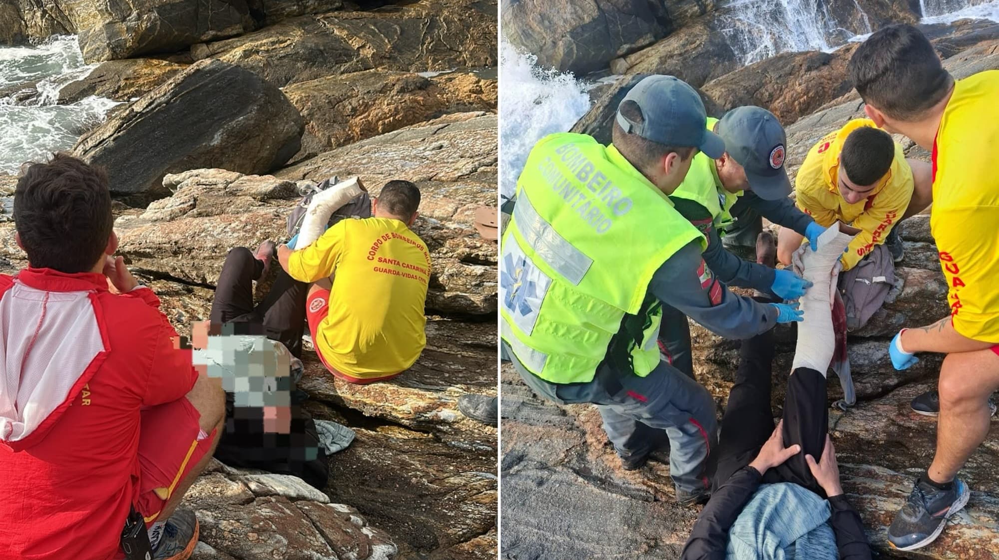 Homem sofre queda em costão e é resgatado por helicóptero em Porto Belo