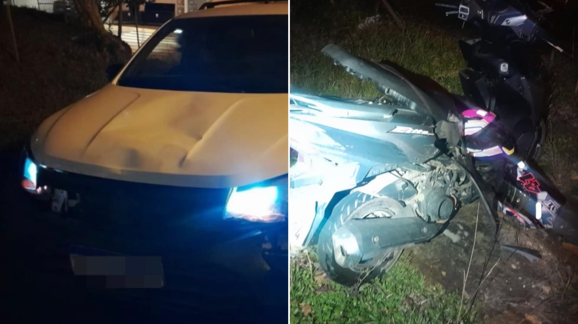 Cruzamento vira cenário de acidente e motociclista é levada às pressas para o hospital