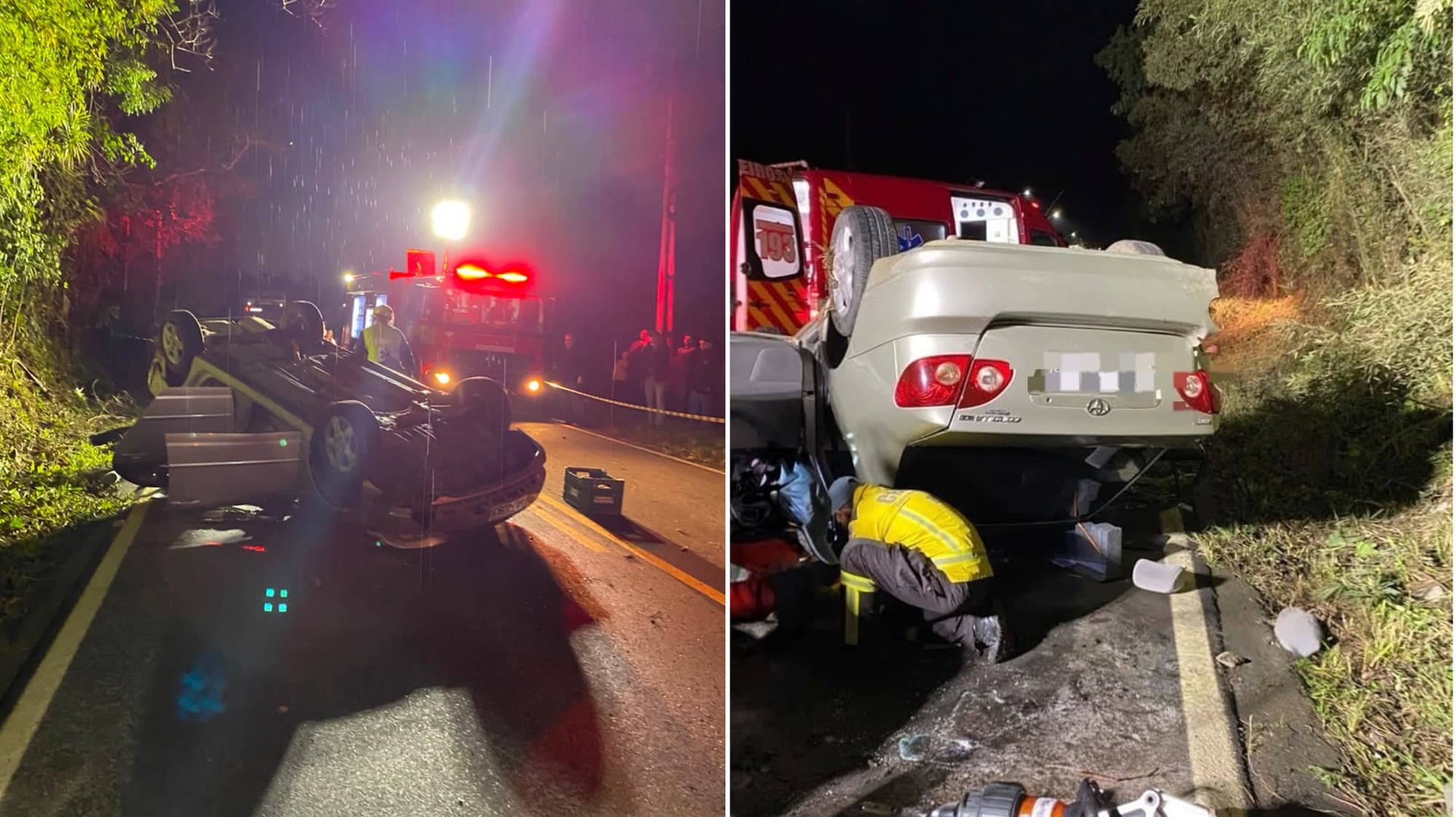 Mulher fica ferida após capotamento na SC-114, em Taió