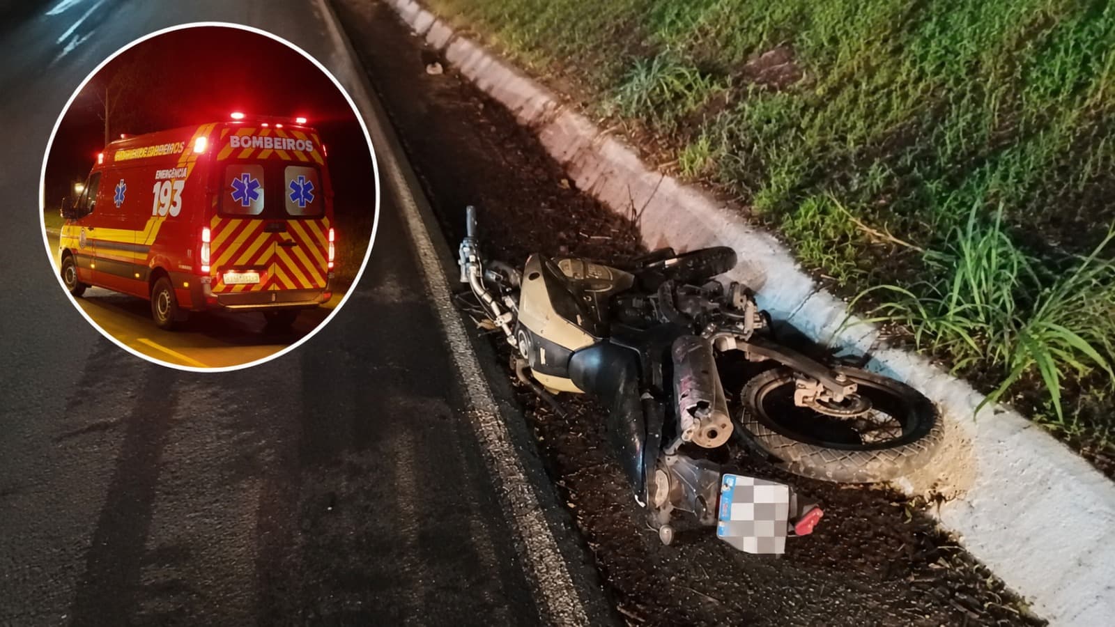 Motociclista sem capacete é encontrado inconsciente em sarjeta na SC-160, no Oeste catarinense