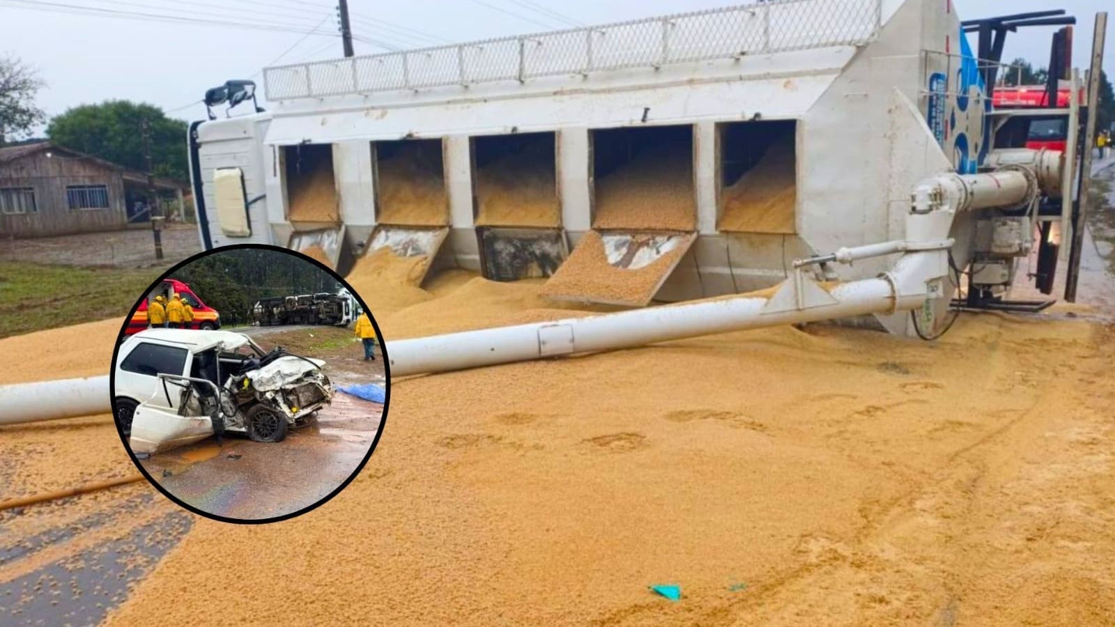 Tragédia na BR-280: colisão violenta com caminhão destrói carro e tira a vida de idoso em Canoinhas