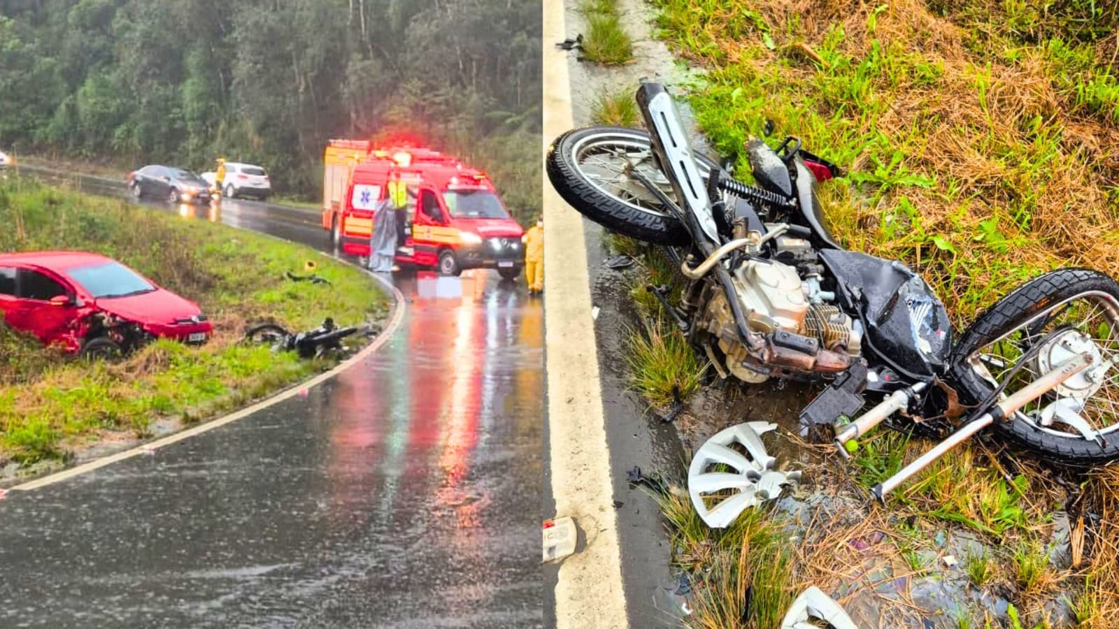 Motorista perde o controle do veículo em curva, invade a pista e mata motociclista de 47 anos no Alto Vale