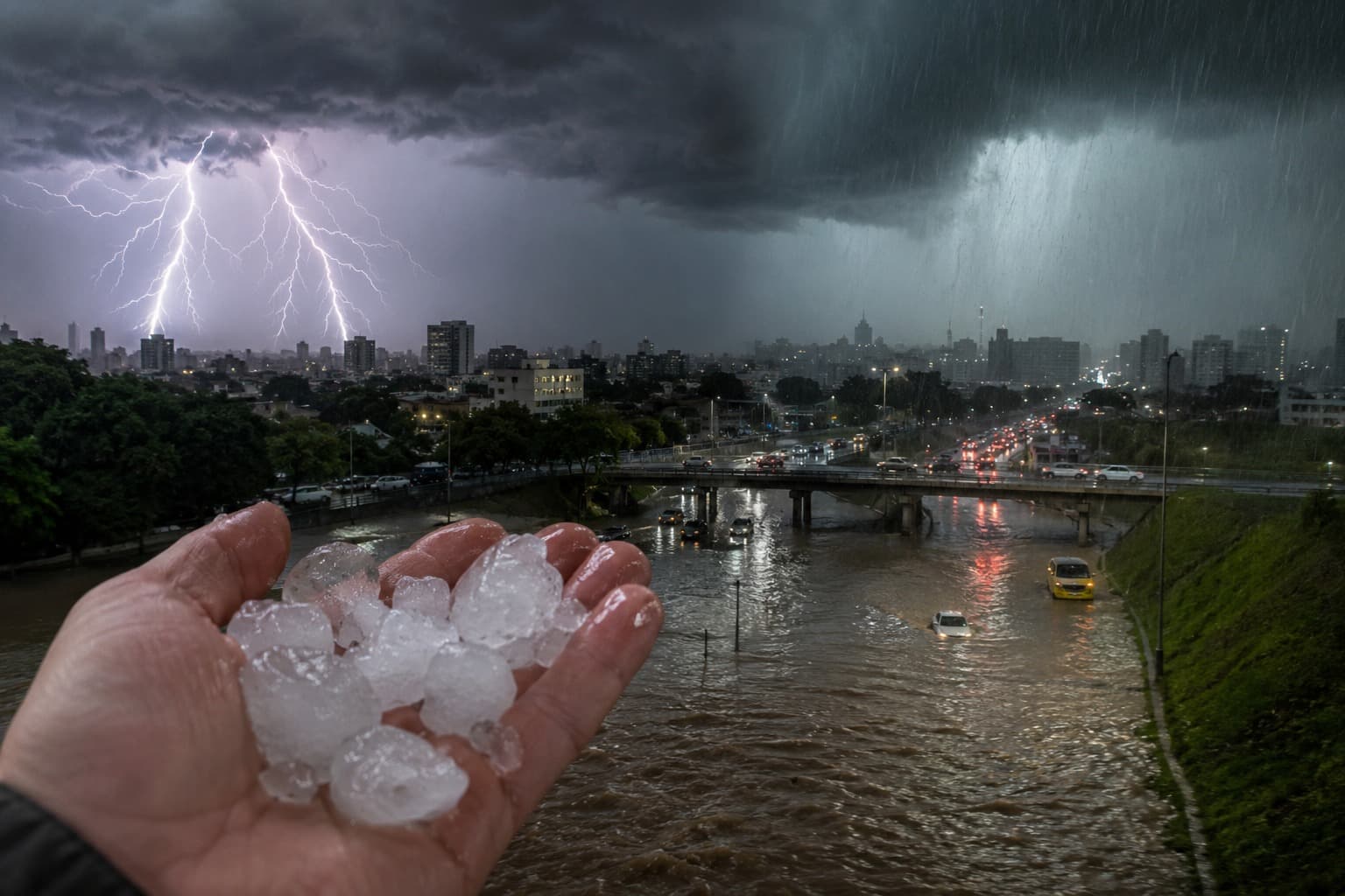 Virada no tempo em SC traz tempestades com granizo e perigo de alagamentos após madrugada de 1,3 °C