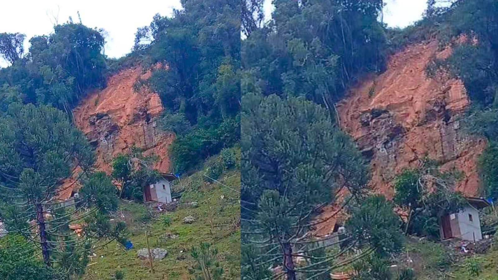 Pedreiro percebe terra cedendo e corre antes de barreira destruir casa em SC