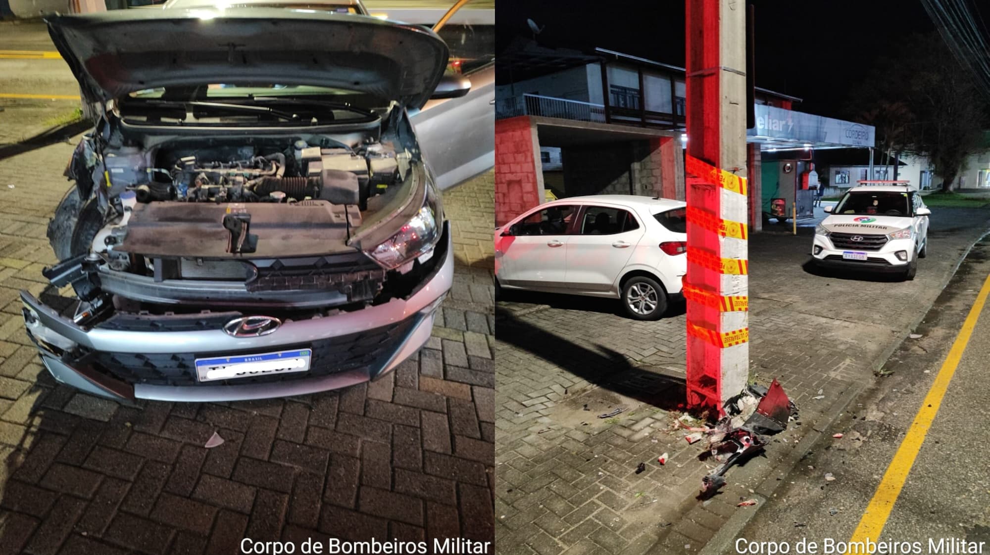 Adolescente de 14 anos fica ferida após carro bater em poste; motorista deixa local