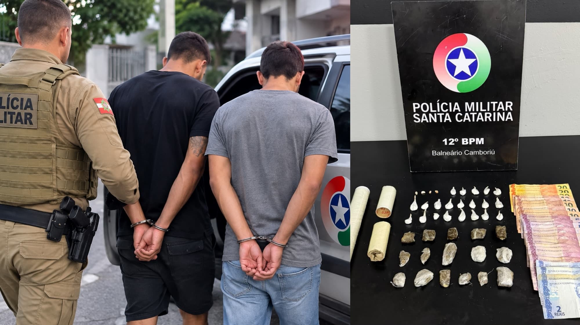 Dupla é presa com drogas fracionadas para venda em Camboriú