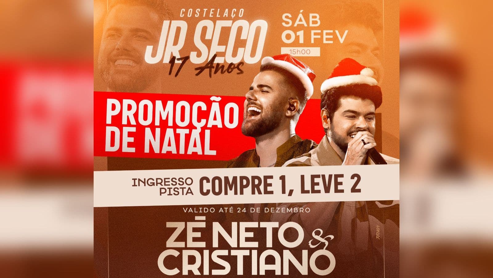 Costelaço do Jr Seco comemora 17 anos com show de Zé Neto e Cristiano em Canelinha