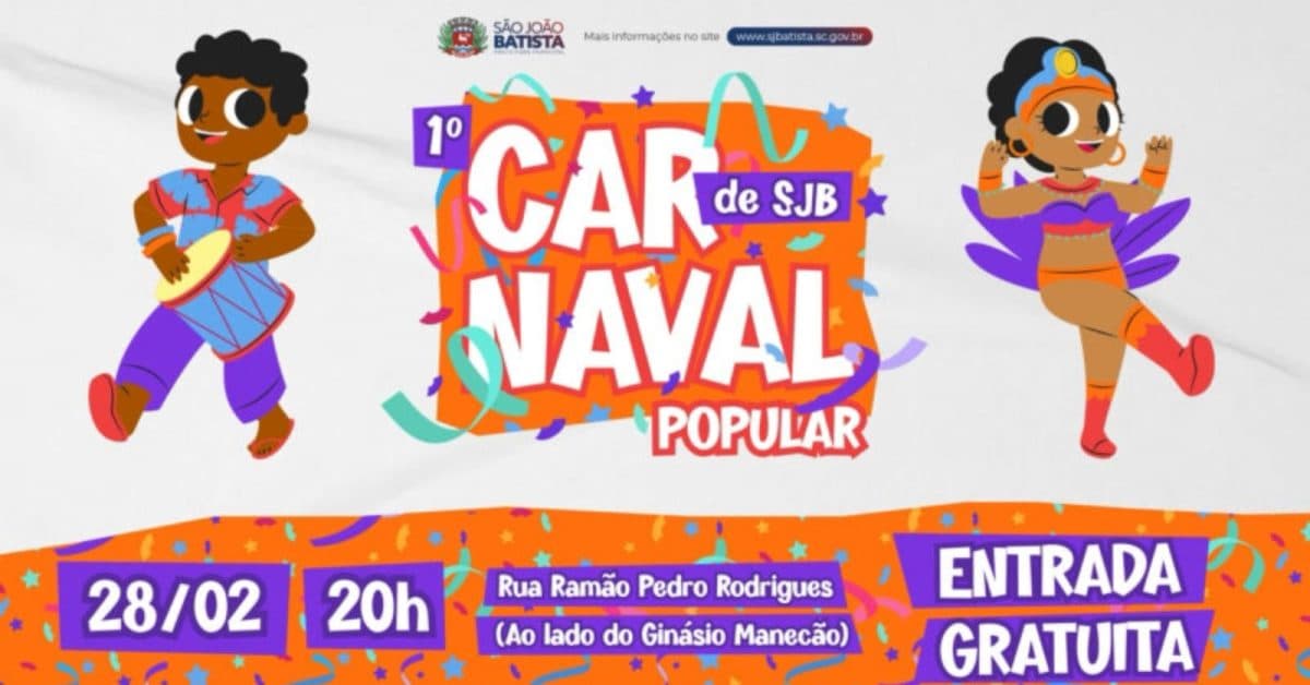 1º Carnaval Popular de SJB acontece na noite desta sexta-feira (28)