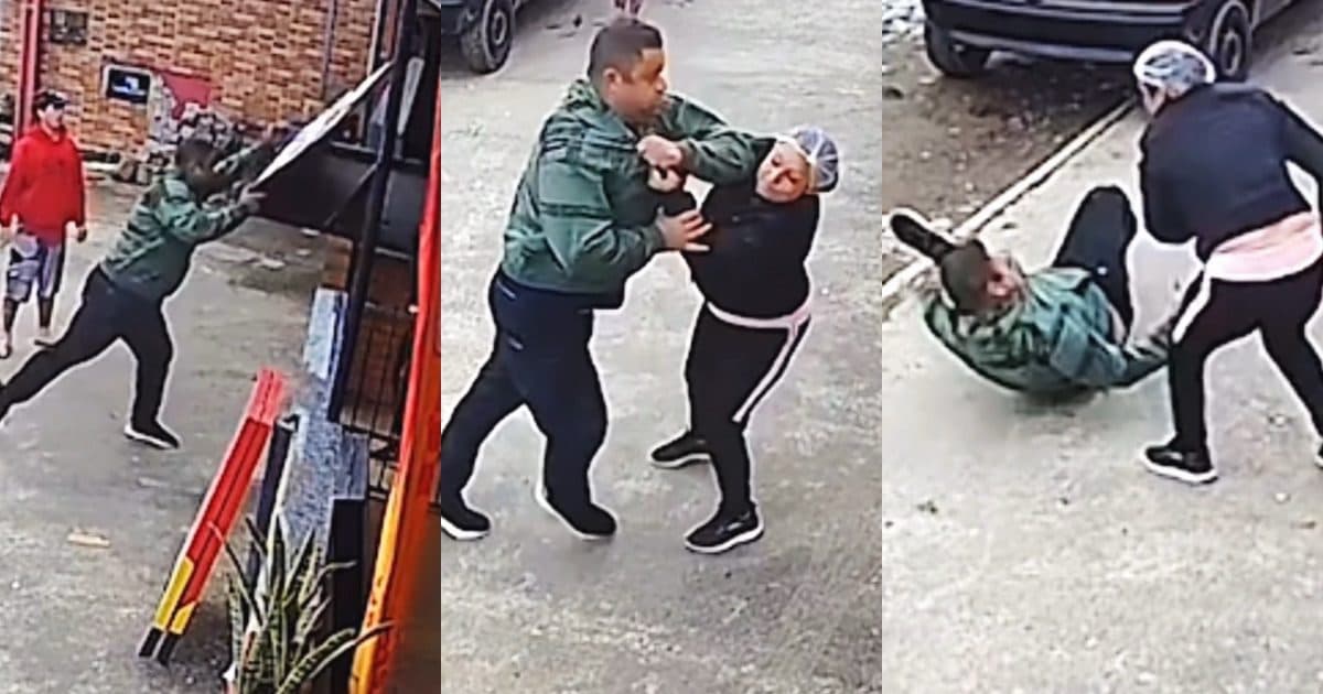 Fim da farra: mulher mete a “porrada” e expulsa valentão de lanchonete em SC; VEJA VÍDEO