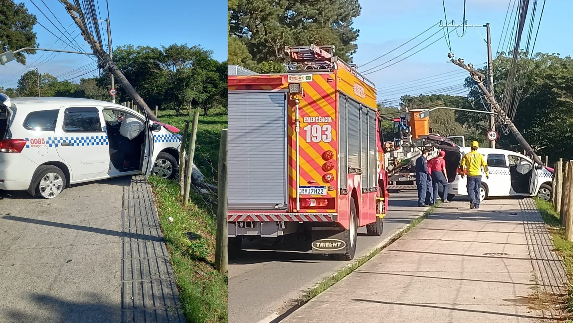 Impacto violento contra poste provoca fumaça e pânico em Florianópolis