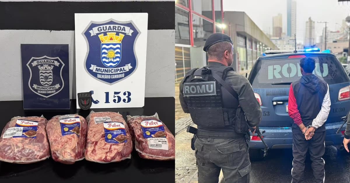 Homem é preso em flagrante após furtar contra-filé em supermercado de Balneário Camboriú