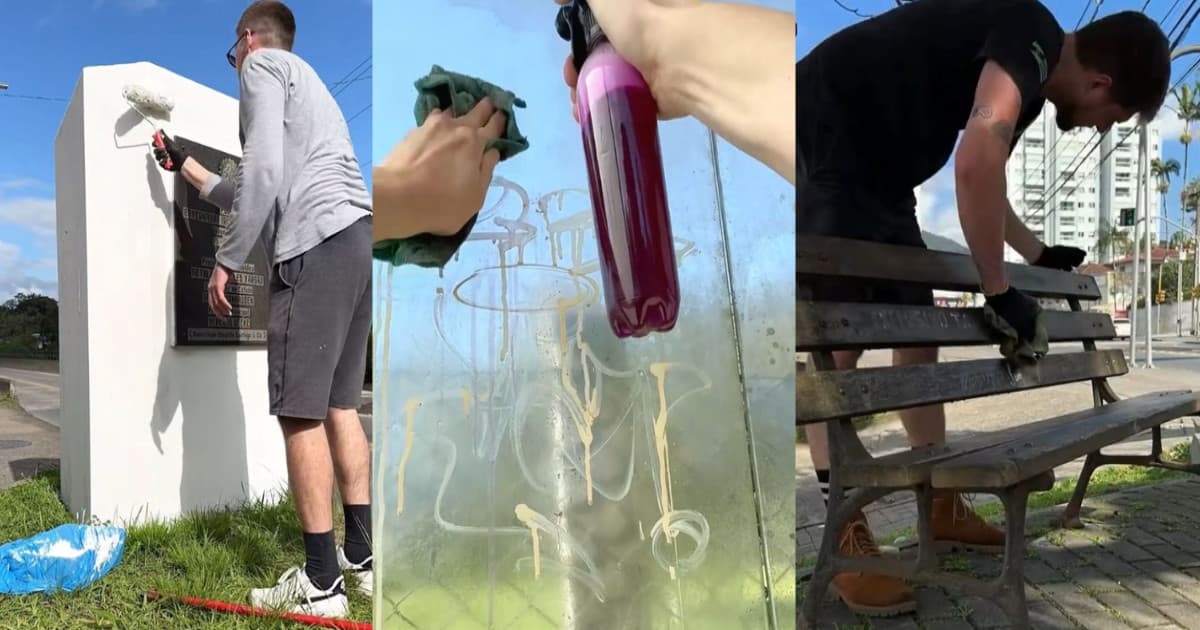 Jovem catarinense enfrenta vandalismo e inspira cidade com ações de limpeza