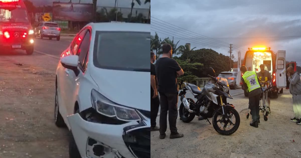 Colisão frontal na SC-410 deixa motociclista ferido, no Vale do Rio Tijucas