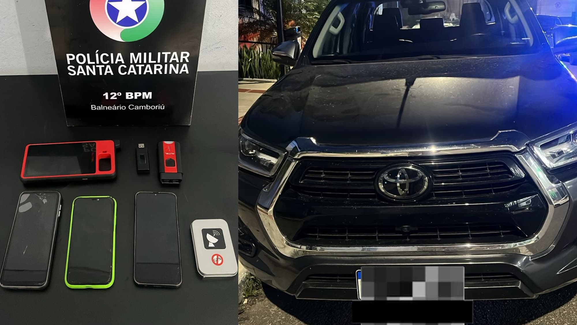 Hilux furtada é recuperada e suspeitos de associação criminosa são detidos em BC