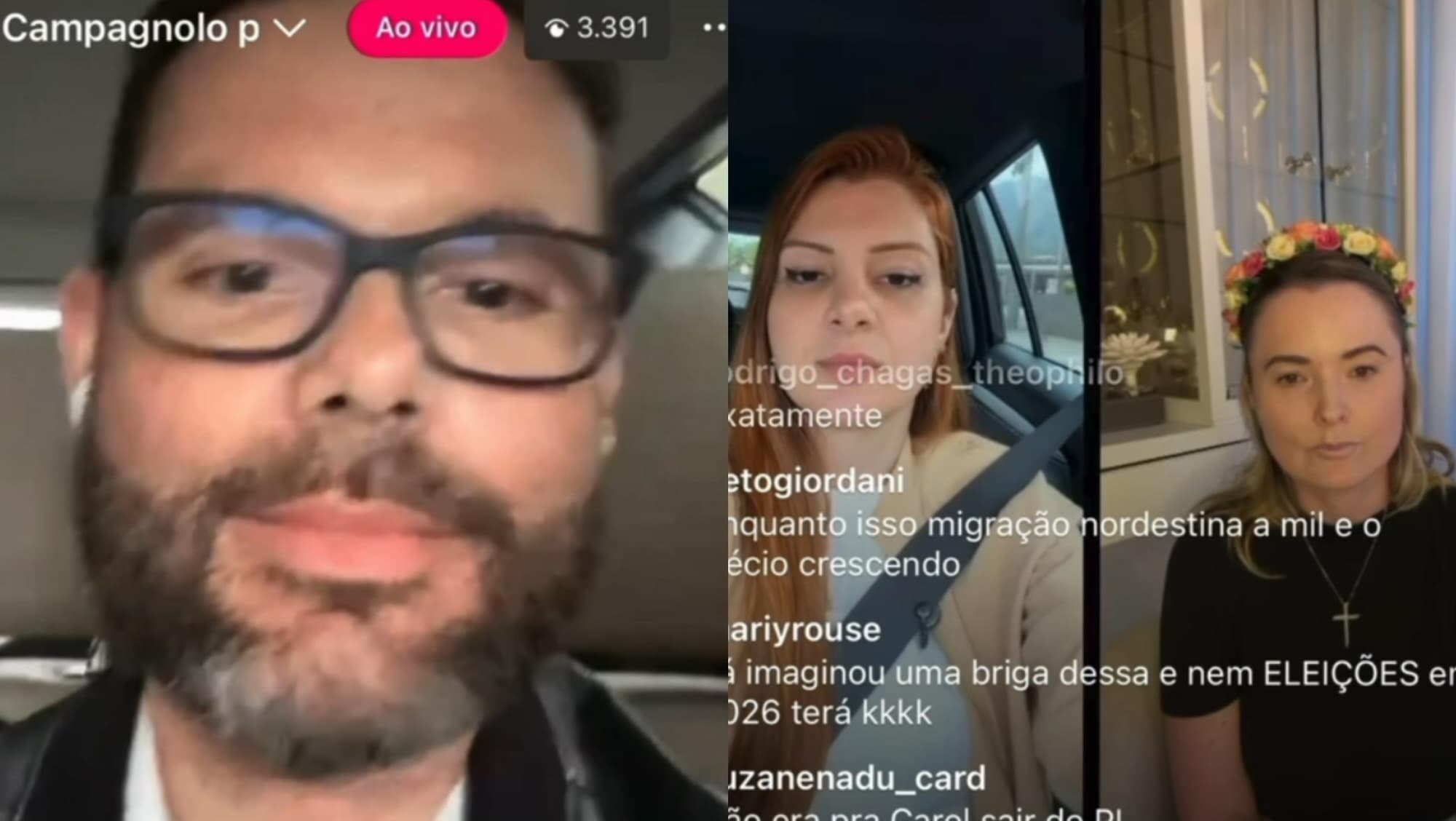 “Oi, menina”: Campagnolo sai de live com Zanatta para não dialogar com Seif sobre Carluxo