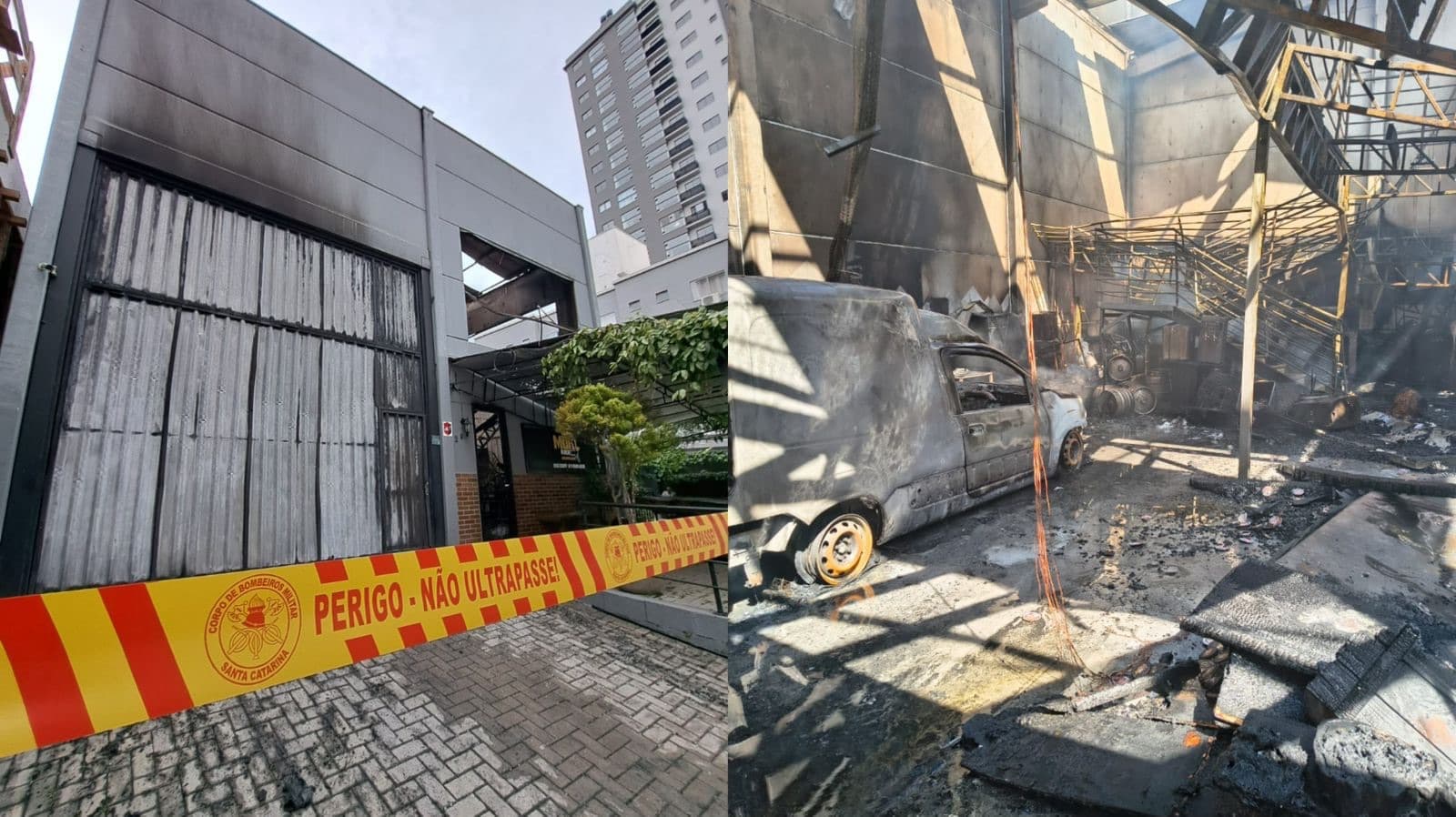 Incêndio destrói estrutura de choperia no bairro Morretes, em Itapema