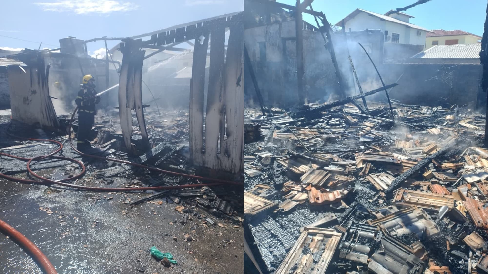 Chamas destroem casa e assustam moradores em Palhoça