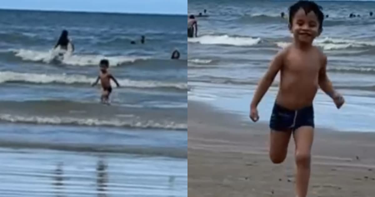 “O que foi, papai?”: Morador de Tijucas mostra técnica para chamar atenção do filho em praia de SC