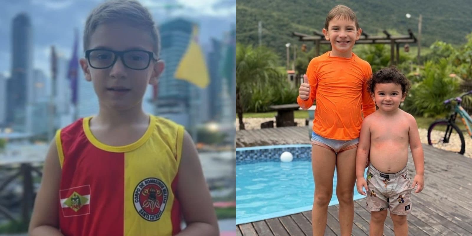 Menino se joga em piscina para salvar o primo bebê que já estava em grau 6 de afogamento em SC