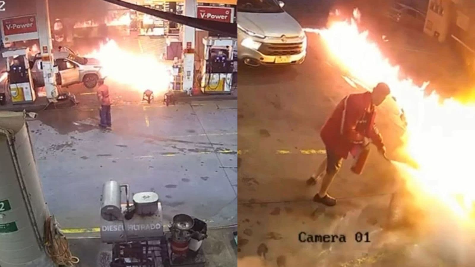 Frentistas agem rápido e evitam tragédia após homem atear fogo em posto de combustíveis em SC