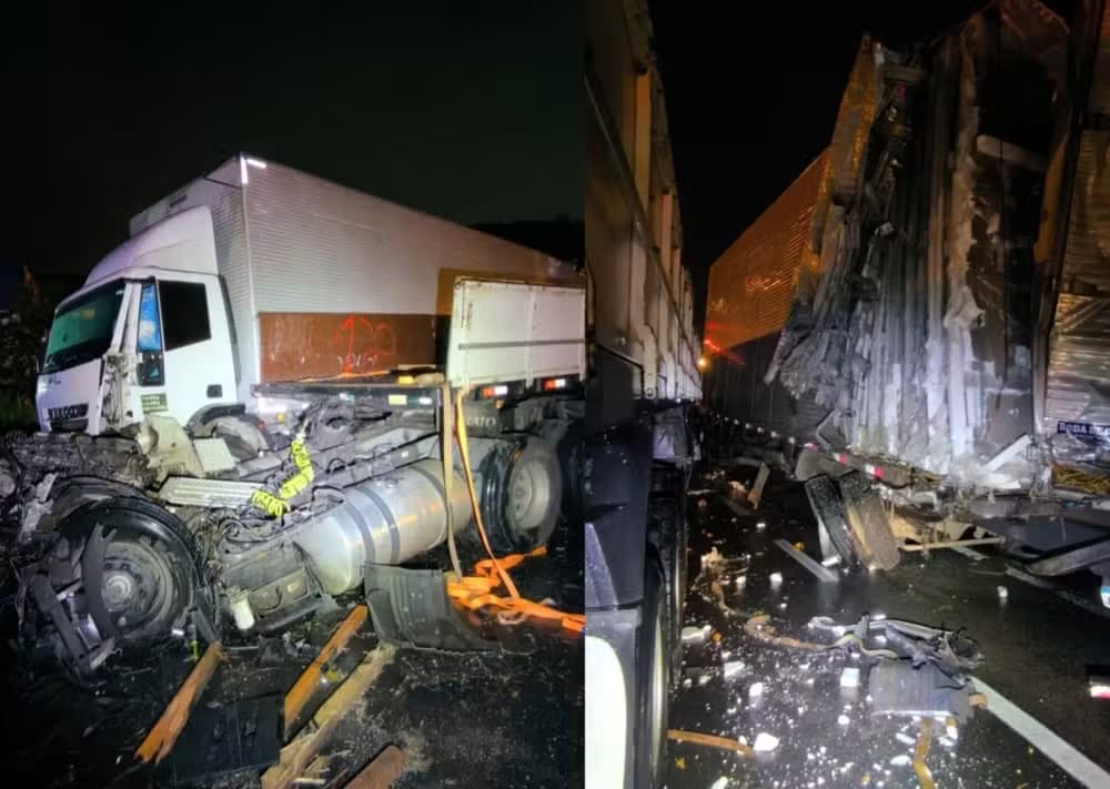 Acidente grave entre caminhões fecha BR-101 no Morro do Boi e deixa trânsito caótico