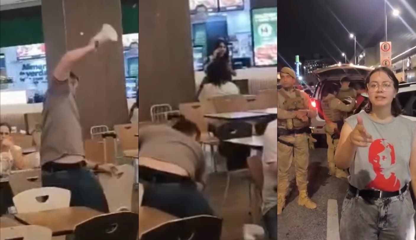 Homem arranca megafone de manifestantes em ato contra escala 6×1 em shopping de Florianópolis