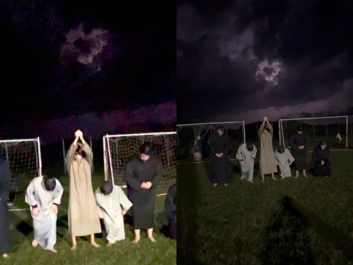 “Deus está aqui”: raio ilumina nuvem em forma de coração durante ensaio da Paixão de Cristo em SC