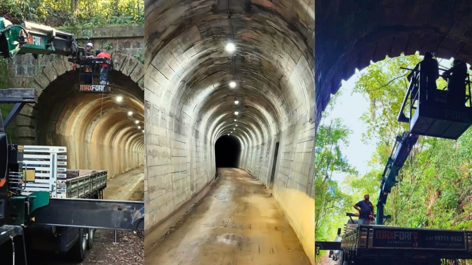Maior túnel da antiga ferrovia de SC é revitalizado com LED e vira atração em Apiúna