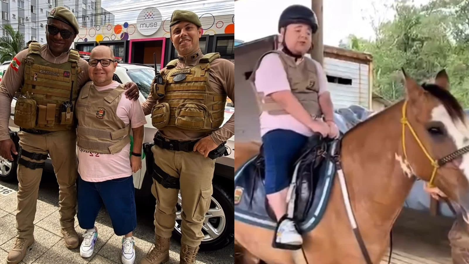 Jovem com Síndrome de Prader-Willi realiza sonho de andar a cavalo com ajuda da PMSC