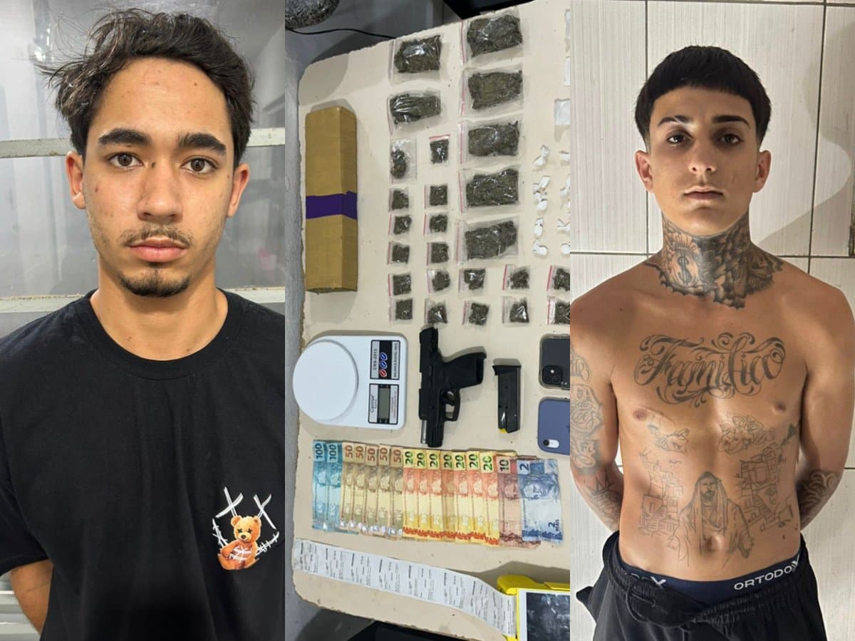 Biqueira por “lucro fácil” e pistola contra facção: dupla é presa pelo Choque em Tijucas
