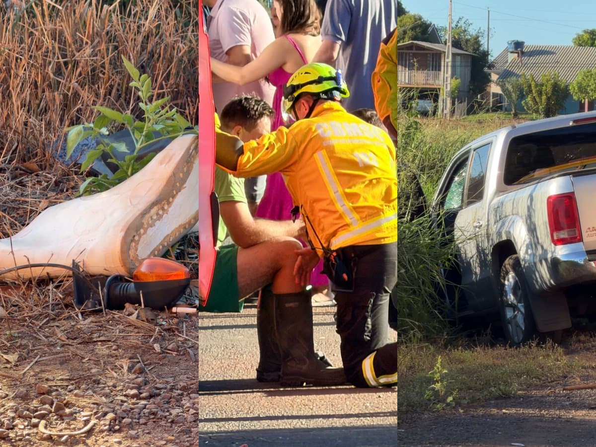 Bombeiros se ajoelham para consolar irmão de motociclista morto a caminho do trabalho em SC