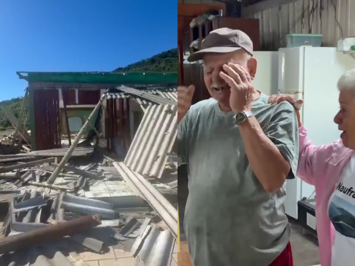 Sobrevivente de câncer, idoso de 80 anos chora ao ter casa demolida em praia de Florianópolis