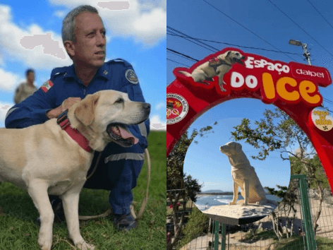 A história por trás da praça de Itajaí que homenageia o primeiro cão salva-vidas do Brasil