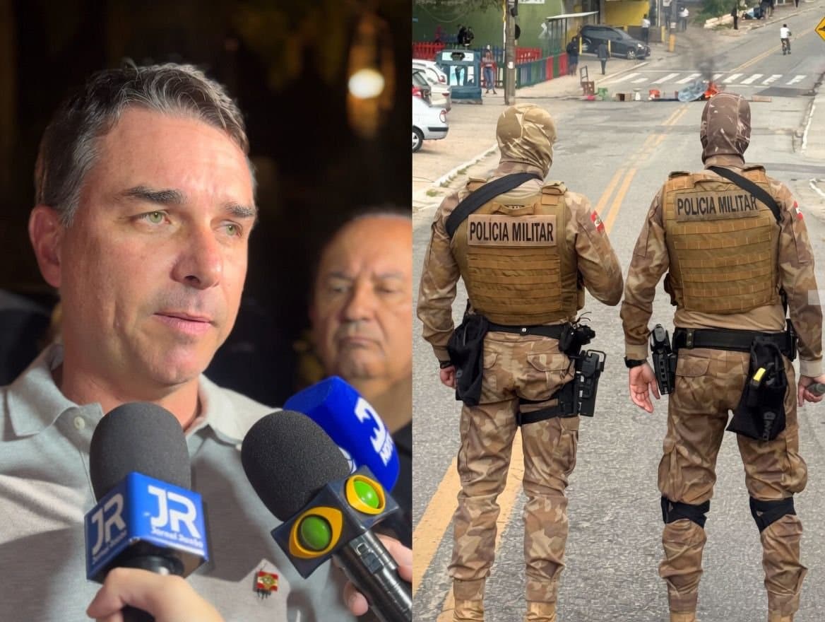 “Vão ser presos ou neutralizados”: ao lado de Jorginho, Flávio Bolsonaro manda recado para facções