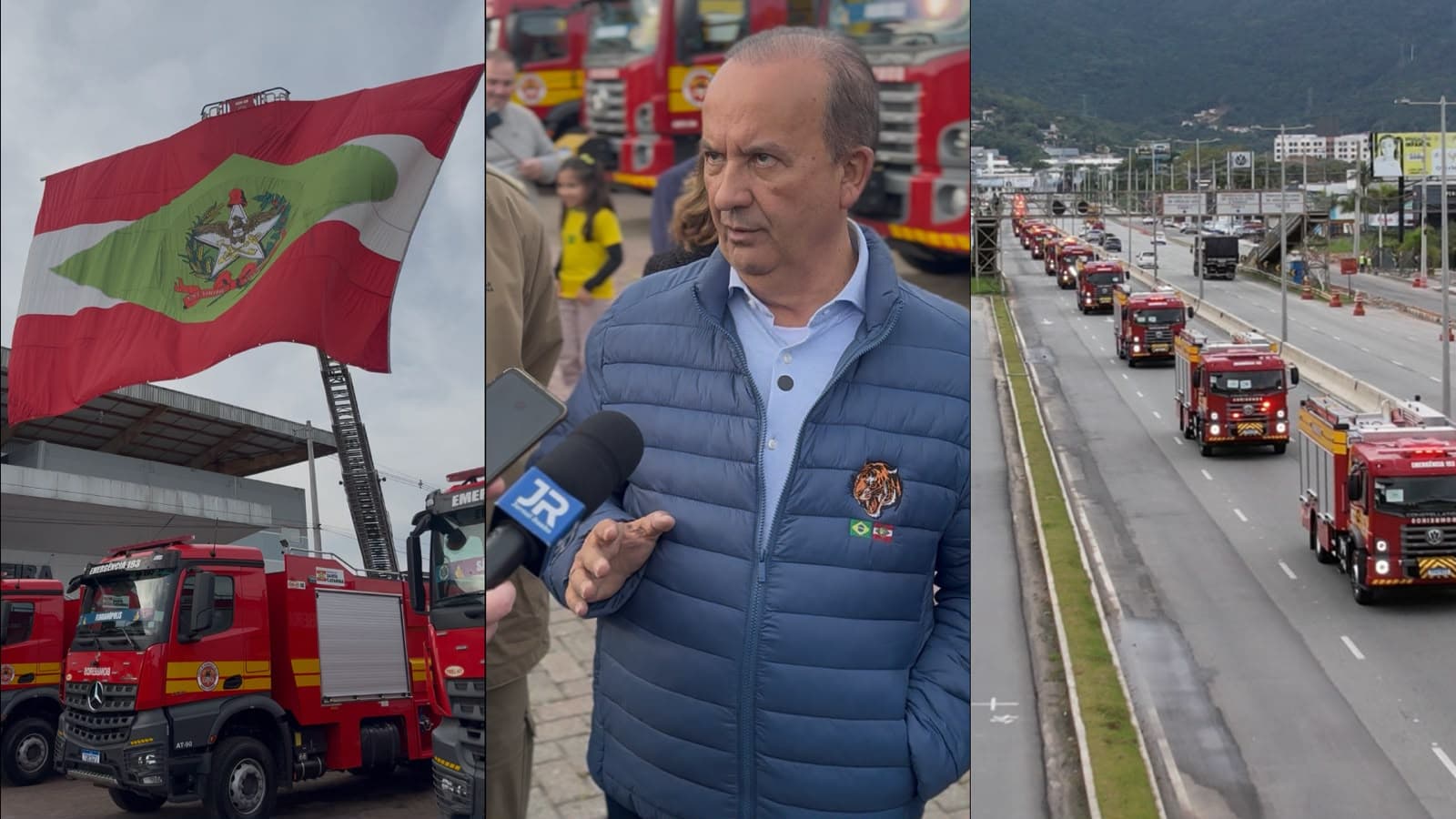 “Dinheiro suado do catarinense”: Jorginho entrega maior frota da história dos Bombeiros de SC