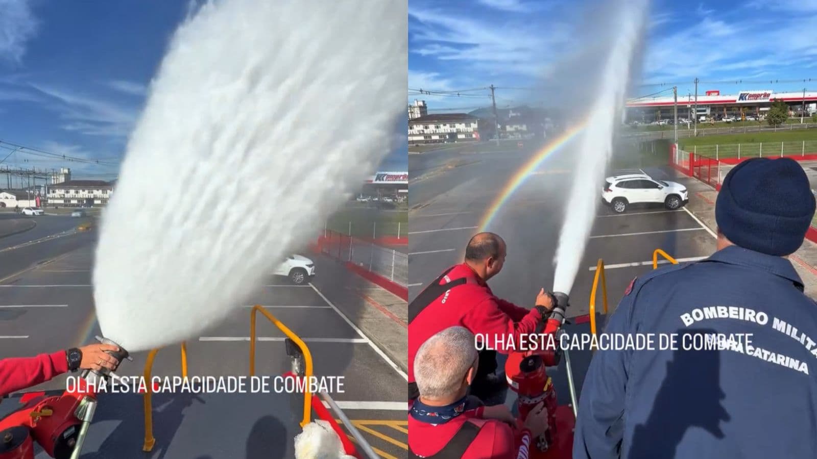 “Equipados!”: bombeiros de Gaspar comemoram chegada de caminhão zero-quilômetro com canhão de alta vazão