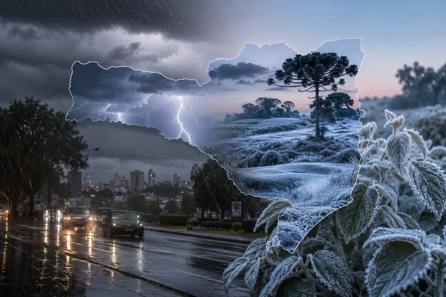 Temporais com raios e granizo atingem SC entre terça e quarta e derrubam as temperaturas