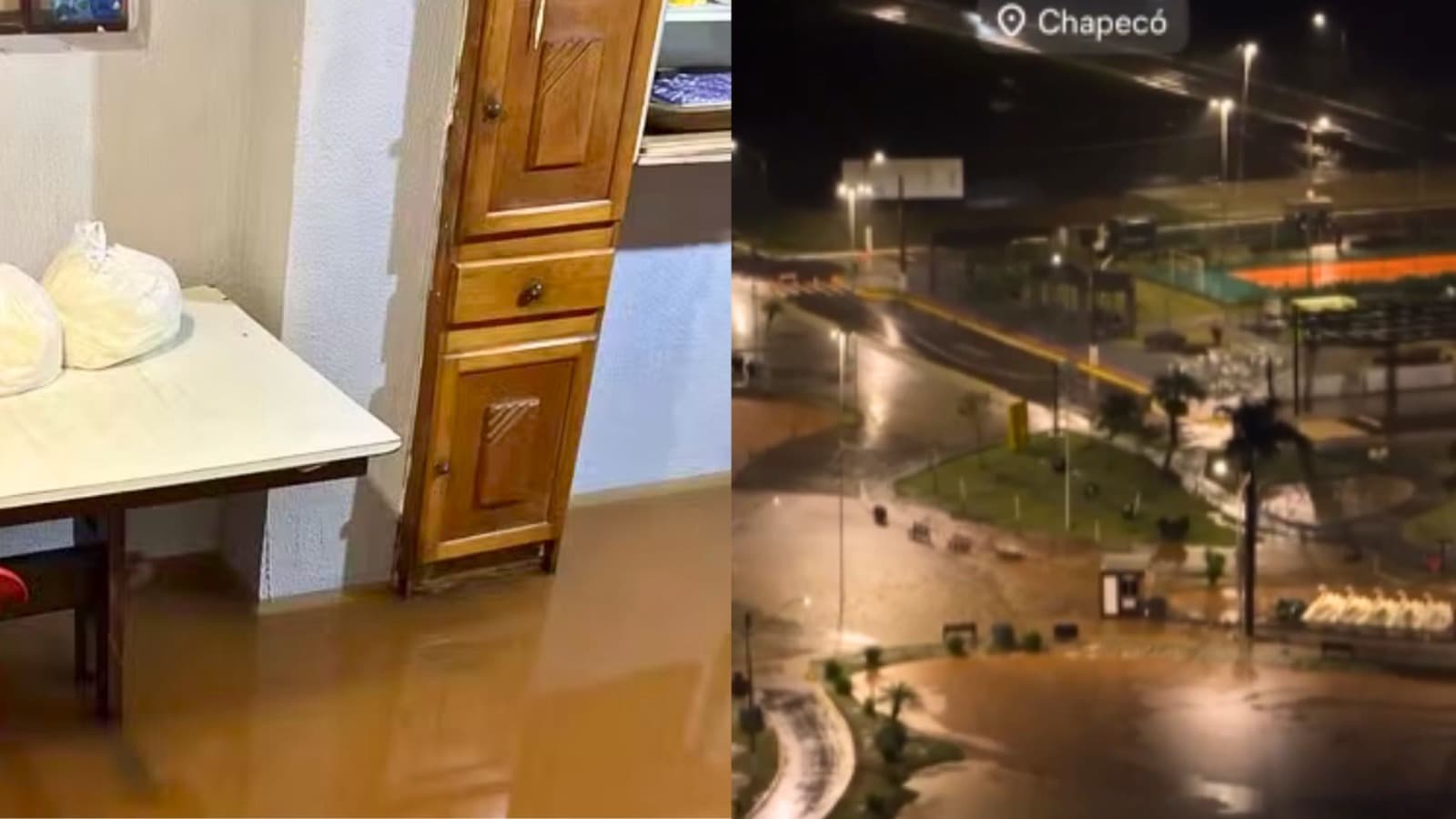 Chuva de 97,8 mm em Chapecó alaga casas, arranca telhados e tira família de casa no Oeste de SC
