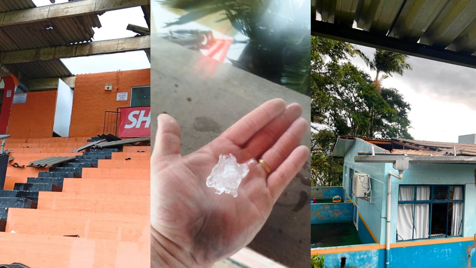 Temporal com granizo assusta moradores de SC e deixa casas e escolas destelhadas; vento chegou a 51 km/h