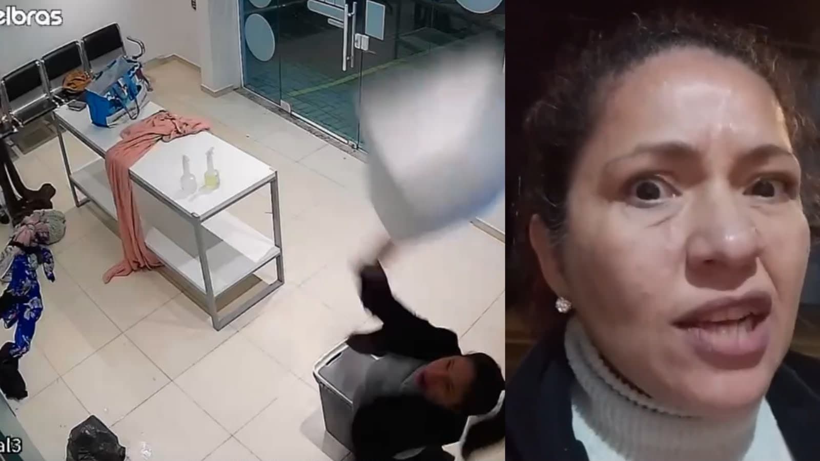 “Tô muito irada”: cliente se revolta com lavadora de roupas e destrói móveis de lavanderia 24h em Blumenau