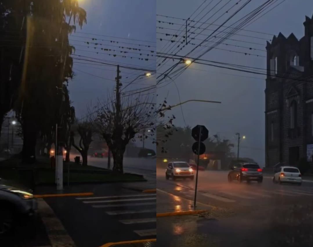 Dia vira noite em São Joaquim e temporais avançam do Sul à Grande Florianópolis com SC sob alerta vermelho
